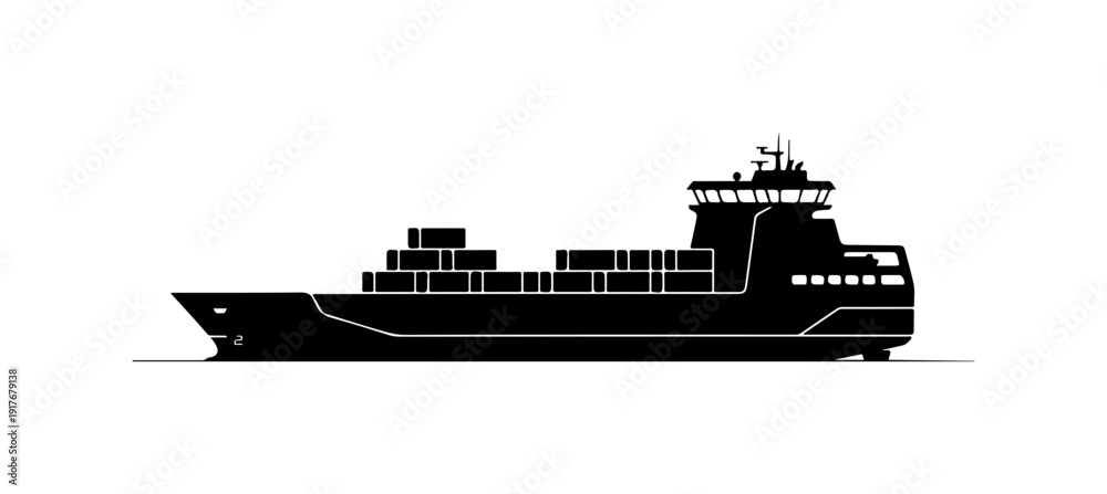Obraz premium Modern Cargo Ship Vector Illustration