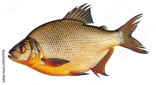Slika na platnu Isolated bream freshwater fish, beautiful golden color and scaly texture in a cl