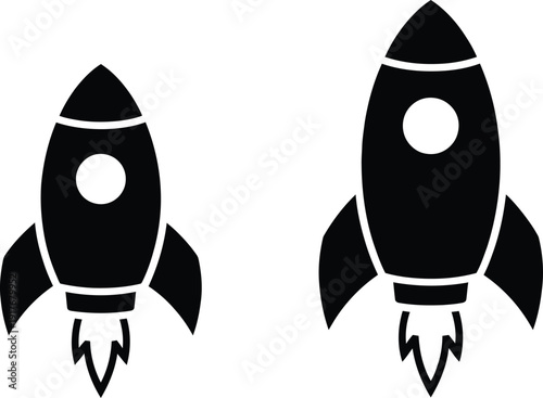 Simple illustration of two black rockets on a white background. Vector