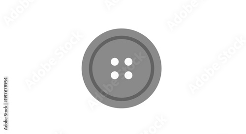 Gray Round Clothing Button for Fastening Garments on isolated white background