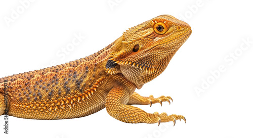 Foto Isolated Bearded Dragon on Ground Headshot Detailed Scales Exotic Reptile Close-