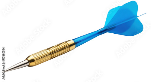 фотографія Isolated dart with a metal tip and blue flight, ready for a fun competitive game
