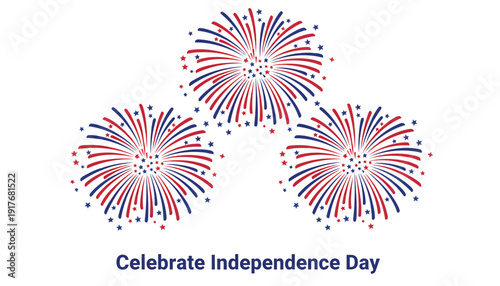 Independence Day firework icons, Celebrate Independence Day with patriotic fireworks. Vector illustration.
