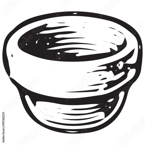 Bowl sketch, ceramic kitchen vessel illustration, mixing bowl vector