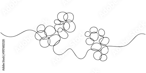 Continuous one line drawing of a grape bunch with a leaf, perfect for minimalist vineyard branding, wine packaging, or healthy food advertisements promoting organic products.
