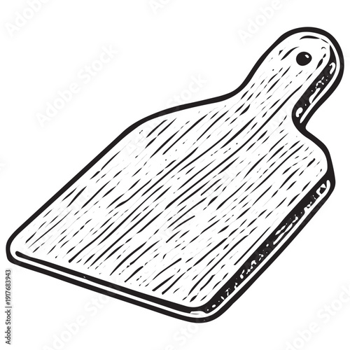 Wooden cutting board sketch, kitchen utensil illustration, cooking tool vector