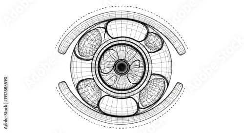 Circular film reel cinema technology sketch art