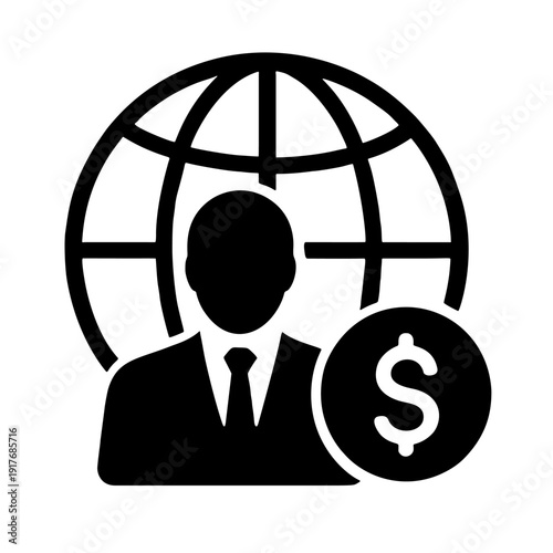 Global business icon works well for dashboards, reports, and visual content focused on multinational companies, global markets, and financial networks.