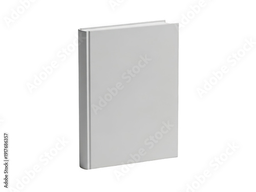 Blank white book cover with smooth surface isolated on transparent background