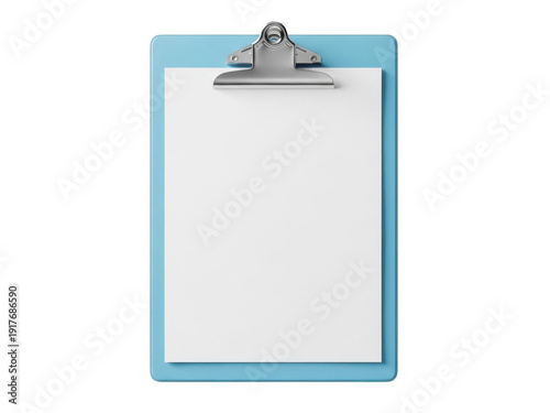 Clipboard with blank white paper isolated on transparent background