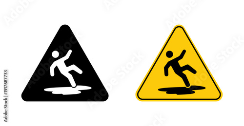 Slippery Surface Warning Sign Icon