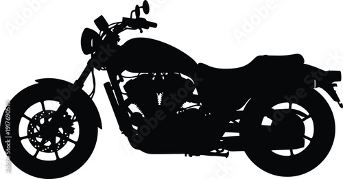 Classic Motorcycle Silhouette Side View Illustration