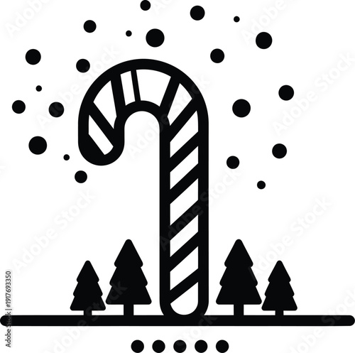 Christmas Candy Cane Winter Illustration