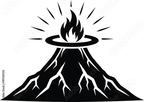 Erupting Volcano Icon Illustration