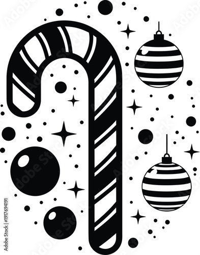 Christmas Candy Cane Decorative Icon