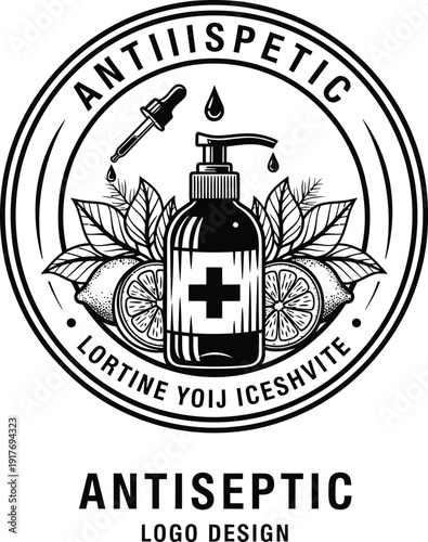 Antiseptic Medical Logo Engraving Design