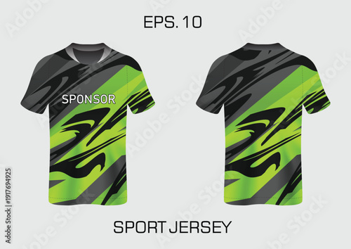 Green and Black Sport Jersey Design Template.