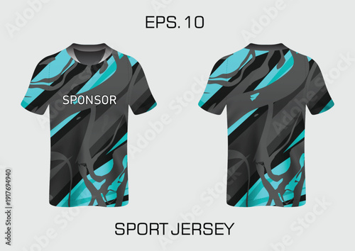 Black Sport Jersey with Blue Accents.