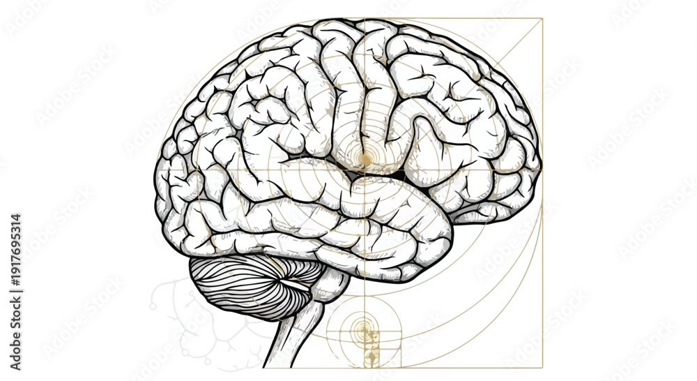 Fototapeta premium Human brain cognitive neural network sketch art