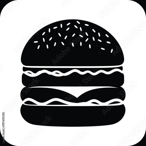 Burger Icon Silhouette Illustration