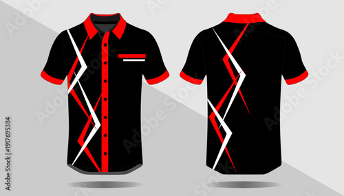 Black Red White Polo Shirt Design.