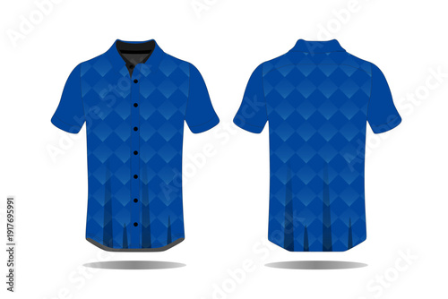 Blue Short Sleeve Shirt Front and Back.
