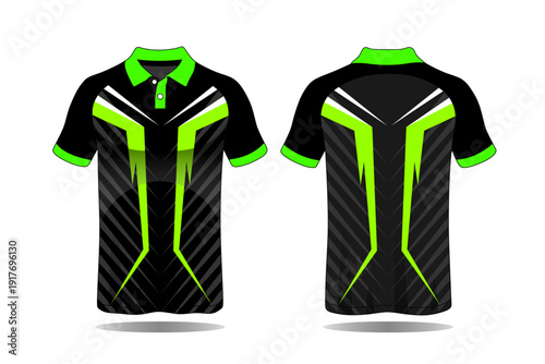 Black and Green Sports Jersey Front and Back.
