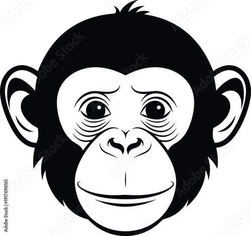Realistic chimpanzee face vector portrait