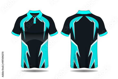 Black and Turquoise Sports Shirt Design.