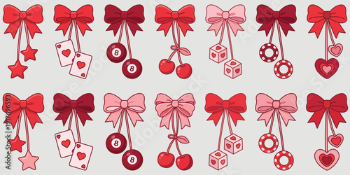 Decorative Bows Collection: An array of adorable bows, adorned with diverse charms, bringing playful charm and decorative flair. Perfect for embellishments and creative designs