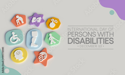 International Day of Persons with Disabilities (IDPD) is celebrated every year on 3 December. to raise awareness of the situation of disabled persons in all aspects of life. 3D Rendering