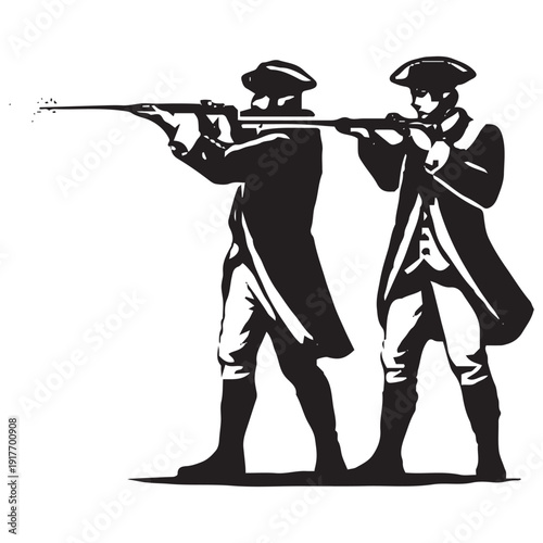 Colonial Artillery Soldiers With Cannon - American Revolutionary War Battle Illustration