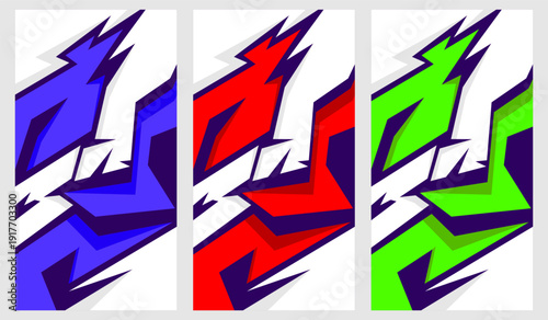 Vibrant decals showcase dynamic geometric shapes in motion graphics