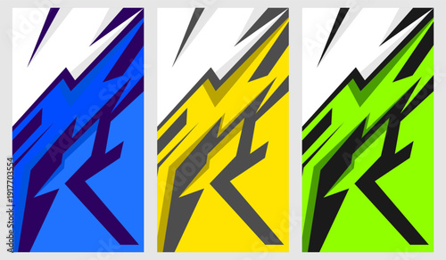 Vibrant decal a11 style lightning bolts in blue, yellow, green.