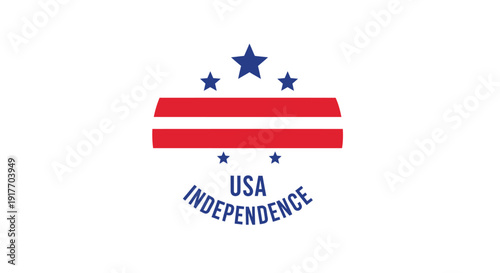 Patriotic USA independence day icon with flag and stars, isolated on transparent background.