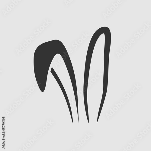 Minimalist Abstract Black Rabbit Ears Design