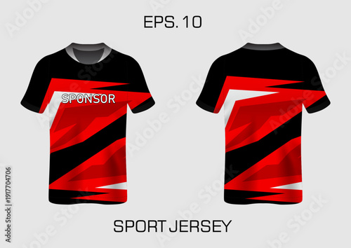 Red and Black Sport Jersey Template Design.