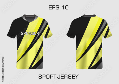 Yellow and Black Sport Jersey T Shirt.