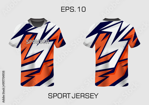 Orange White Sport Jersey Design Template.