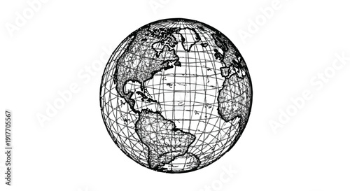 Global world map earth geography sketch illustration