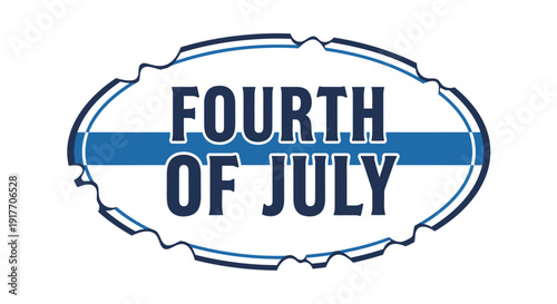 Patriotic Fourth of July label icon in blue and white