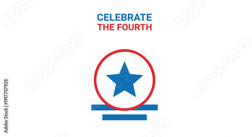 Free Download American Independence Day icon with star and text, Celebrate The Fourth, isolated on transparent background - GFXLoad