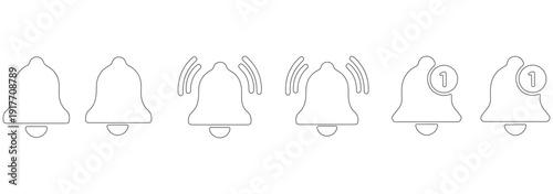 Social media notification bubbles vector icon set. Minimalist line art speech bubble symbols. Heart like chat message alert user profile signs. App interface UI UX design elements. 