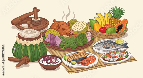 Filipino Feast A Culinary Celebration of Traditional Dishes and Tropical Fruits