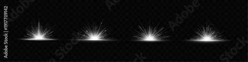 Vector transparent sunlight special lens flare light effect with radiant beams. Abstract flare light rays and shimmering highlights add depth and brilliance. Ideal overlay element for posters, banners