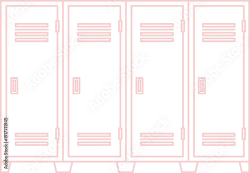 School locker icon set with metal storage cabinets for gym dressing room and office organization vector illustration