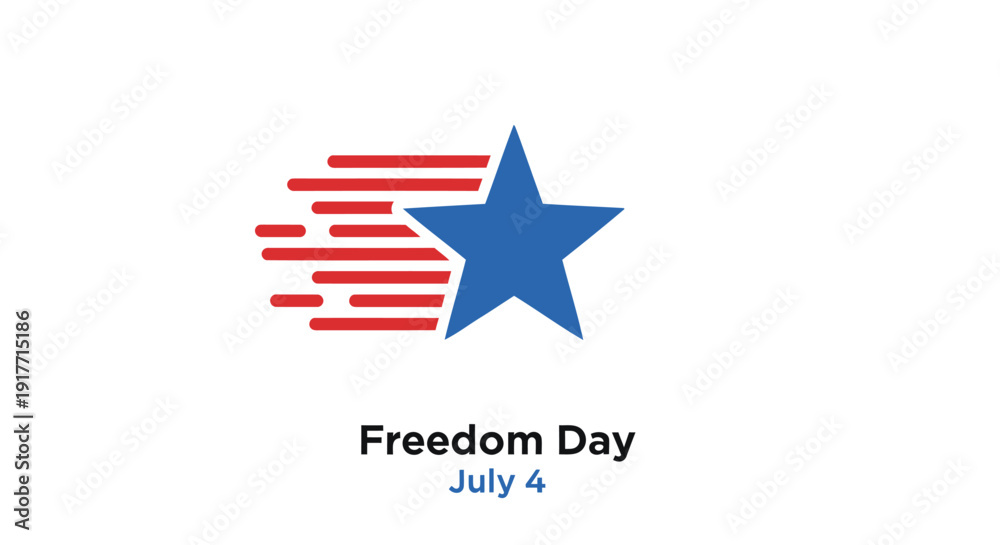 Fototapeta premium Patriotic Freedom Day icon with star and stripes, isolated on transparent background.