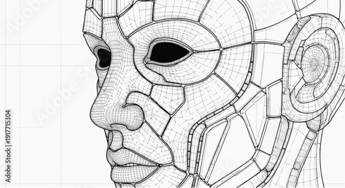 Human face profile neural network technology sketch