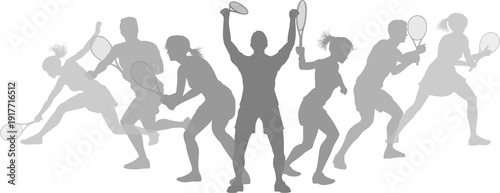 Silhouette Tennis players s...