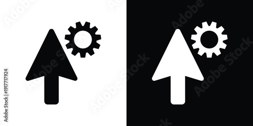 Navigation arrow pointer icon with a gear cog symbol, representing navigation settings, map configuration, or preferences.